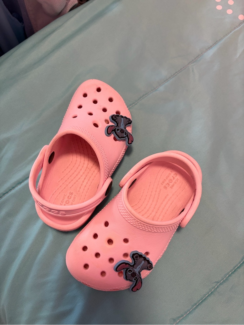 CROCS Kids Pink Clog Sandals with Puppy Charm Accent